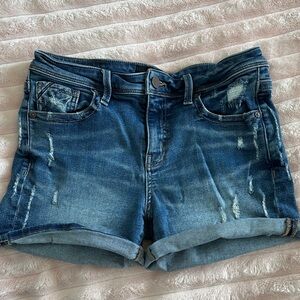 Buckle Black Women’s Dark Blue Distressed Denim Shorts